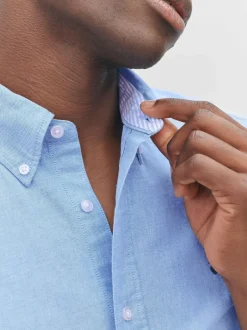 Next Light Blue Regular Fit Short Sleeve Oxford Shirt Sale
