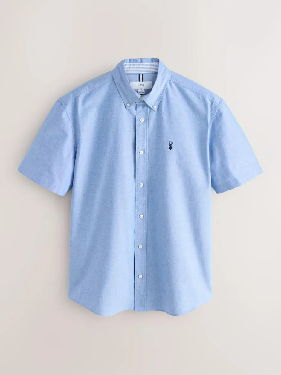 Next Light Blue Regular Fit Short Sleeve Oxford Shirt Sale