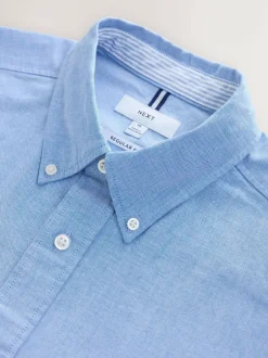 Next Light Blue Regular Fit Short Sleeve Oxford Shirt Sale