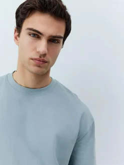 Next Light Blue Relaxed Fit Heavyweight T-Shirt Online