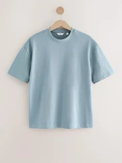 Next Light Blue Relaxed Fit Heavyweight T-Shirt Online