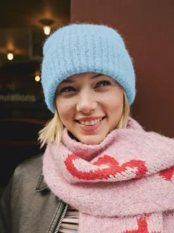 Next Light Blue Ribbed Beanie Containing Wool Hat Outlet