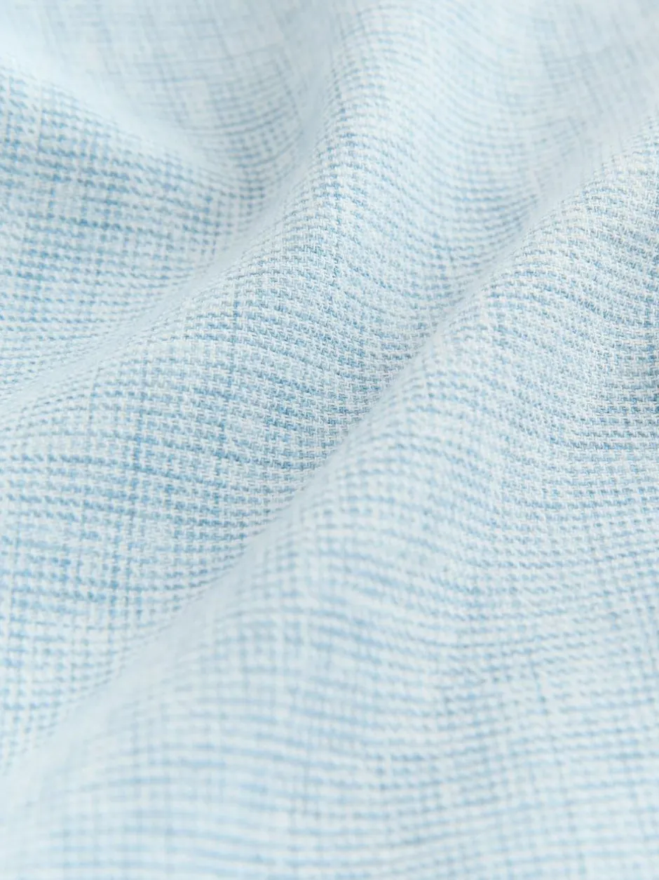 Next Standard Collar Cotton Linen Blend Long Sleeve Shirt Light Blue Discount