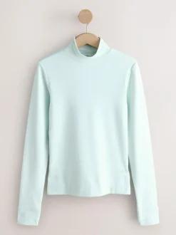 Next Thermal Soft Touch Long Sleeve High Neck Top Light Blue