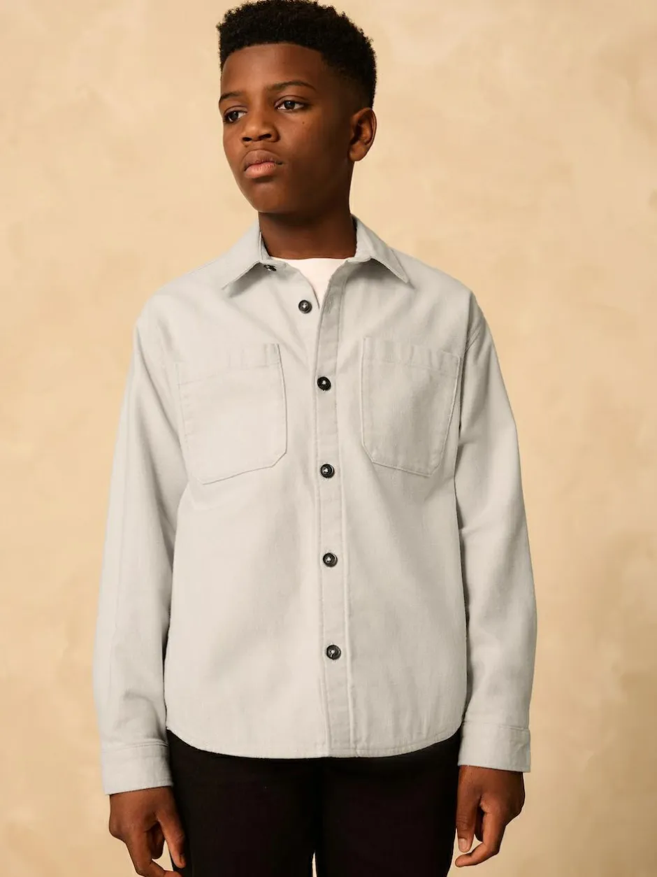 Next Brushed Overshirt (3-16yrs) Light Grey