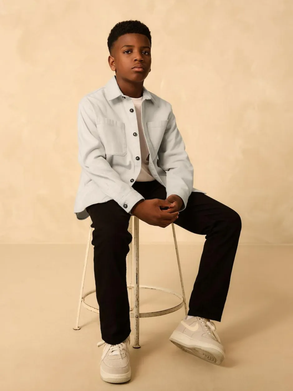 Next Brushed Overshirt (3-16yrs) Light Grey