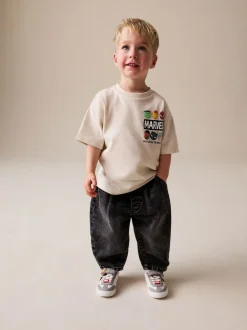 Next Marvel Short Sleeve Cotton T-Shirt (3mths-8yrs) Light Grey Discount