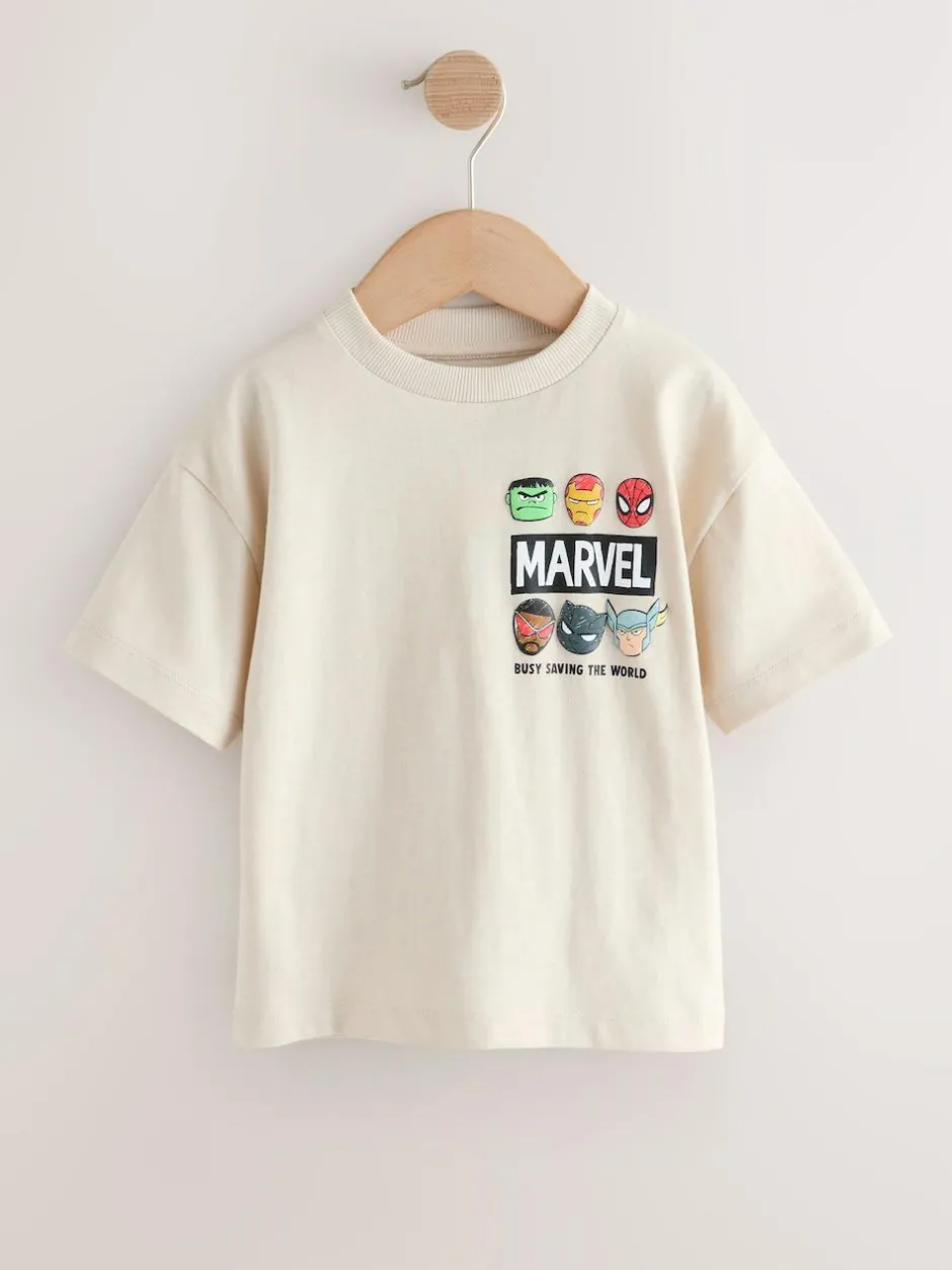 Next Marvel Short Sleeve Cotton T-Shirt (3mths-8yrs) Light Grey Discount