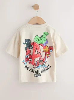 Next Marvel Short Sleeve Cotton T-Shirt (3mths-8yrs) Light Grey Discount