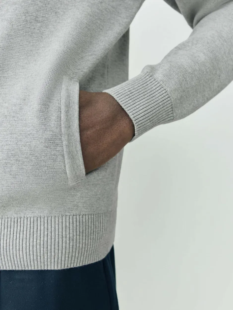 Next N.Premium Regular Fit 100% Cotton Premium Zip-Through Cardigan Light Grey New