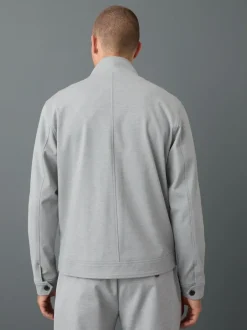 Next Premium Smart Funnel Neck Zip Through With Wool Light Grey Discount