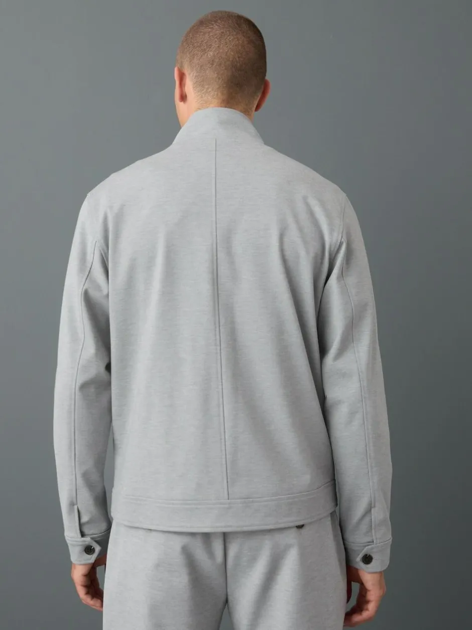 Next Premium Smart Funnel Neck Zip Through With Wool Light Grey Discount