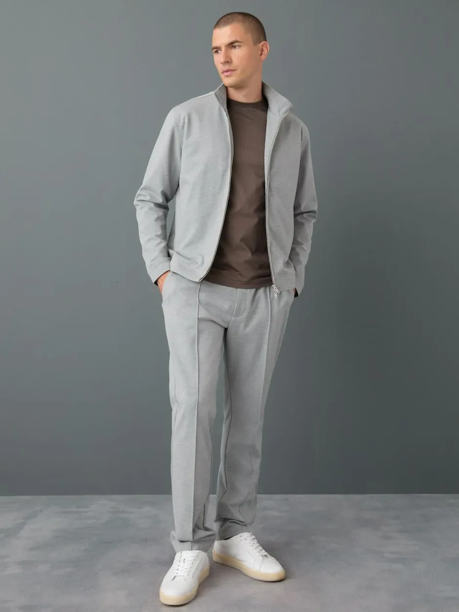 Next Premium Smart Funnel Neck Zip Through With Wool Light Grey Discount