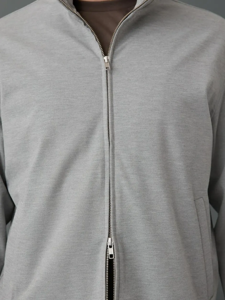 Next Premium Smart Funnel Neck Zip Through With Wool Light Grey Discount