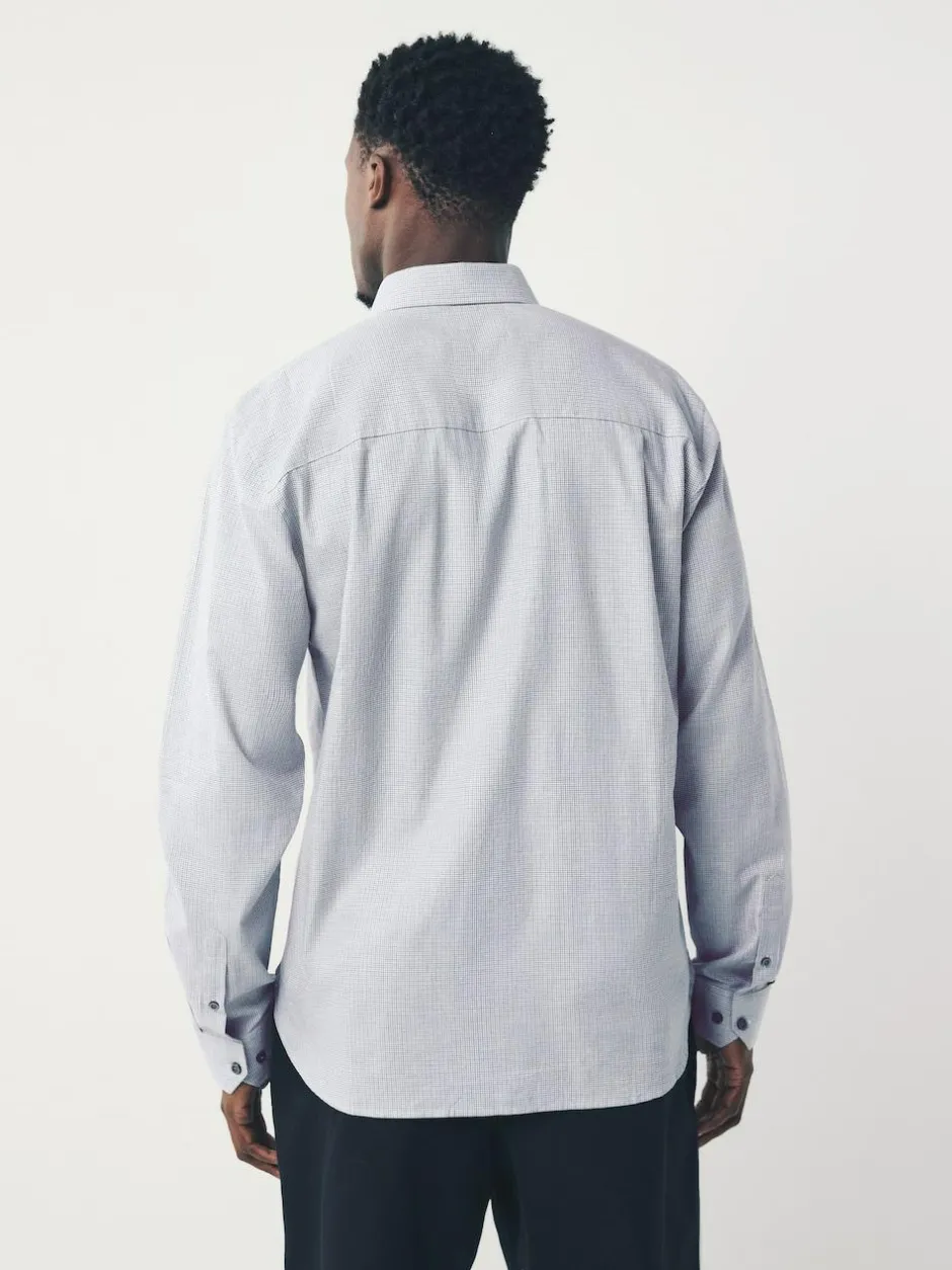 Next Light Grey Regular Fit Check Soft Touch 100% Cotton Smart Long Sleeve Shirt Hot