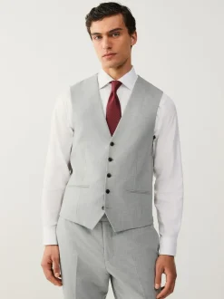 Next Regular Fit Motionflex Stretch Waistcoat Light Grey Discount
