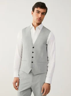 Next Regular Fit Motionflex Stretch Waistcoat Light Grey Discount