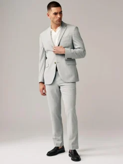 Next Regular Fit Motionflex Stretch Suit Jacket Light Grey
