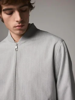 Next Light Grey Smart Bomber Jacket New