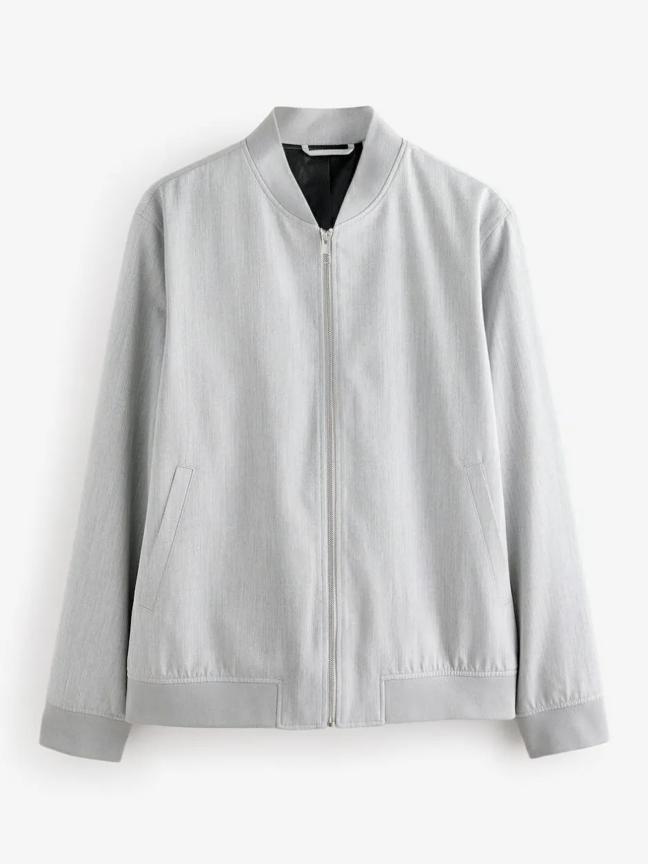 Next Light Grey Smart Bomber Jacket New