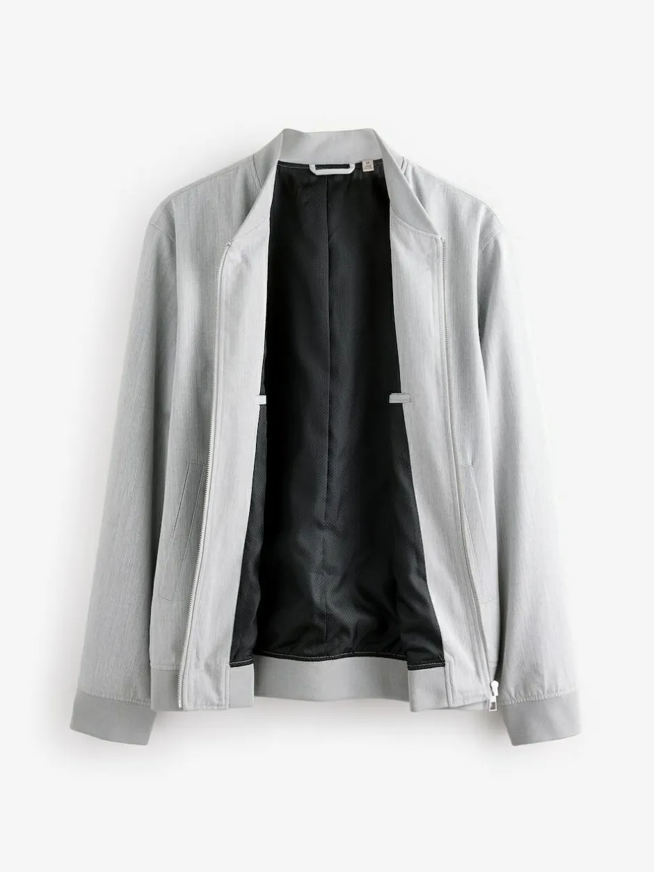 Next Light Grey Smart Bomber Jacket New