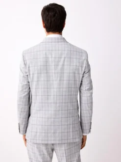 Next Light Grey Tailored Fit Check Suit Jacket Online