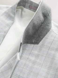 Next Light Grey Tailored Fit Check Suit Jacket Online