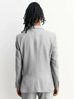 Next Light Grey Tailored Fit Wool Blend Puppytooth Suit Jacket Online