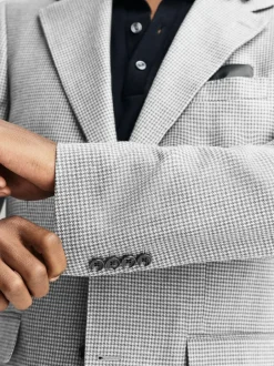Next Light Grey Tailored Fit Wool Blend Puppytooth Suit Jacket Online
