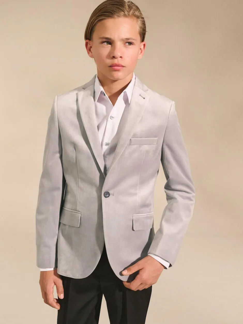 Next Velvet Blazer (3-16yrs) Light Grey Clearance