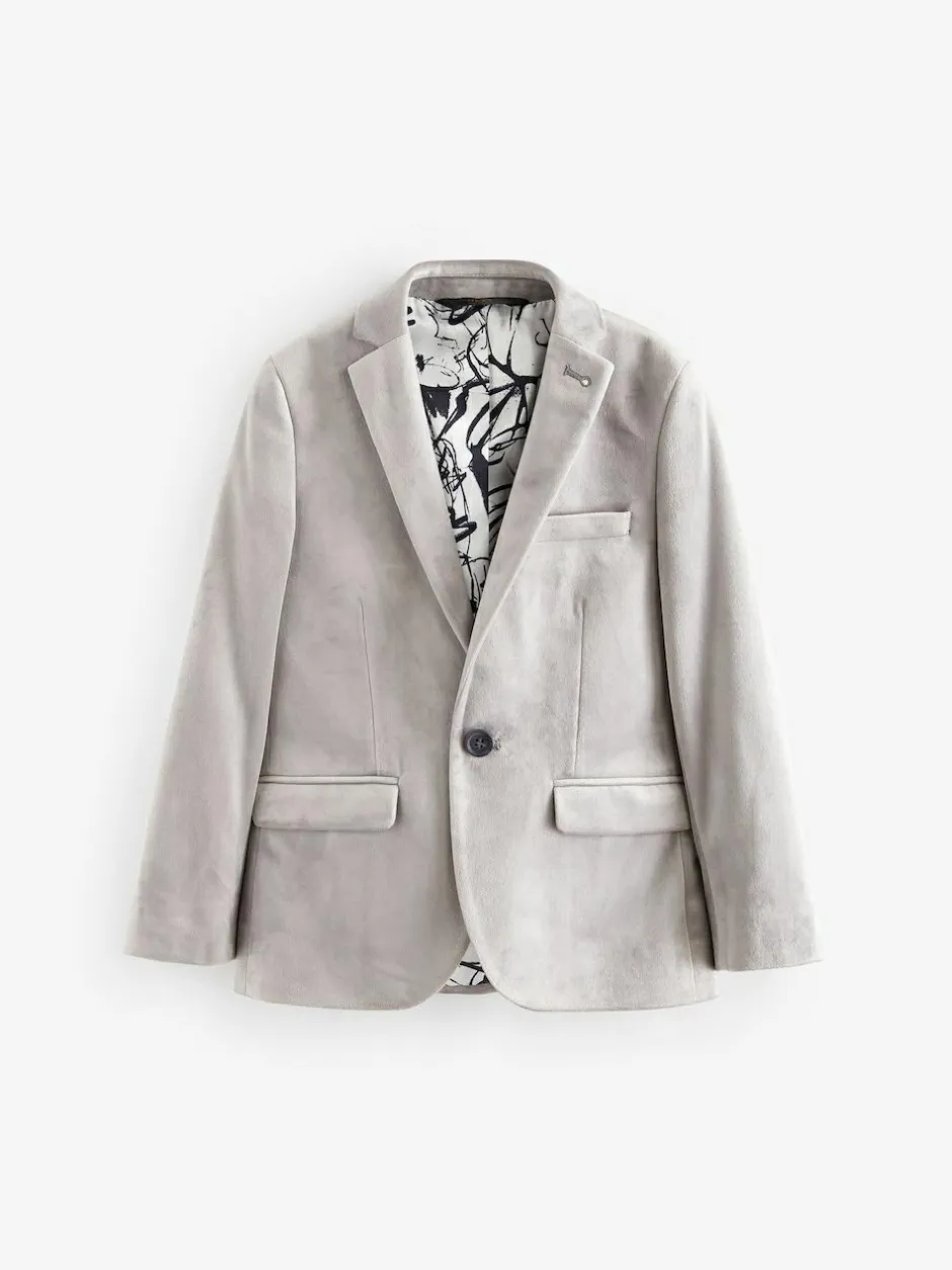 Next Velvet Blazer (3-16yrs) Light Grey Clearance