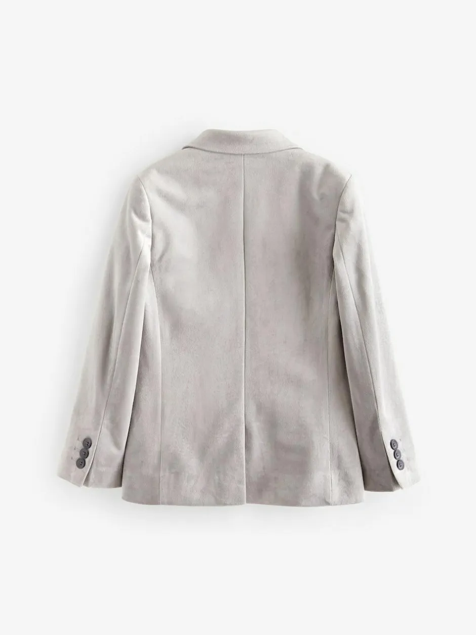 Next Velvet Blazer (3-16yrs) Light Grey Clearance