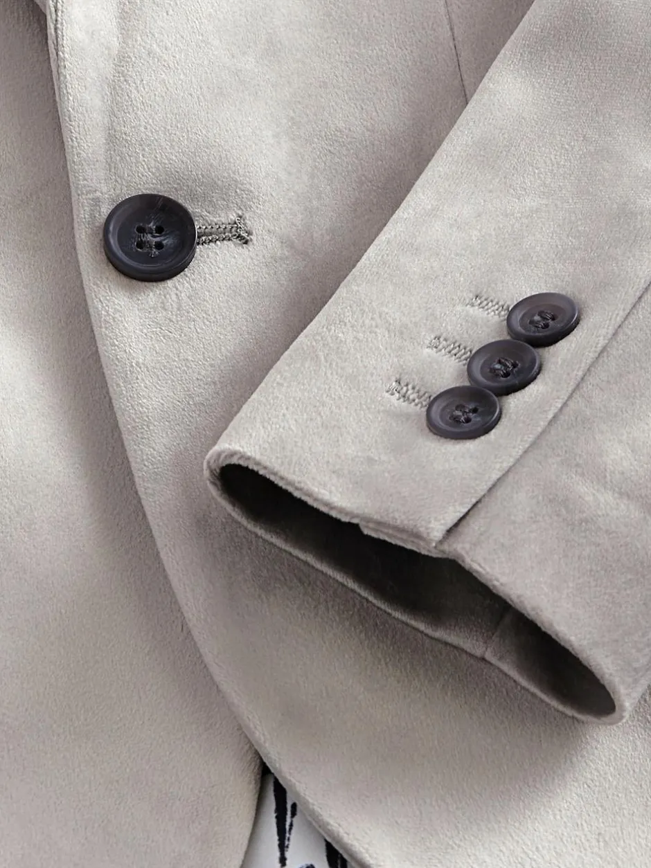 Next Velvet Blazer (3-16yrs) Light Grey Clearance