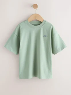 Next Short Sleeve Logo Chest Graphic T-Shirts 4 Pack (3-16yrs) Light Grey/Brown/Dark Grey/Green Sale