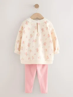 Next Light Pink Ditsy Floral Collar Sweatshirt and Leggings Set (3mths-7yrs) Discount