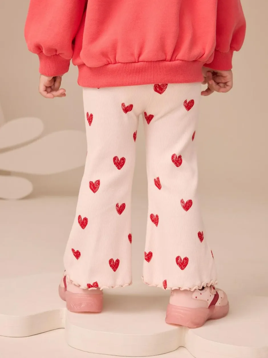 Next Light Pink Heart Rib Flare Leggings (3mths-7yrs) Discount
