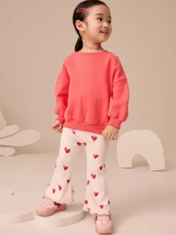 Next Light Pink Heart Rib Flare Leggings (3mths-7yrs) Discount