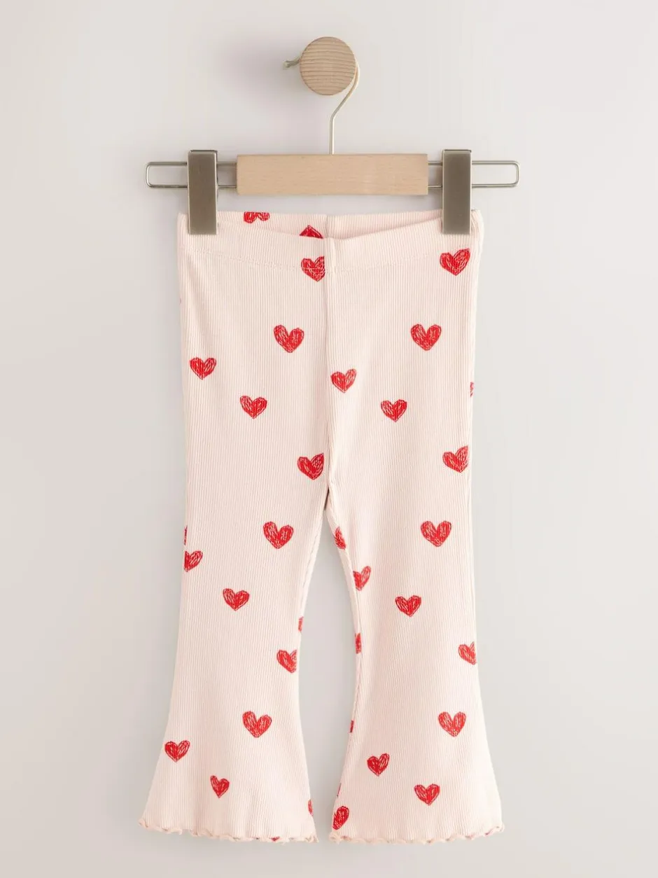 Next Light Pink Heart Rib Flare Leggings (3mths-7yrs) Discount