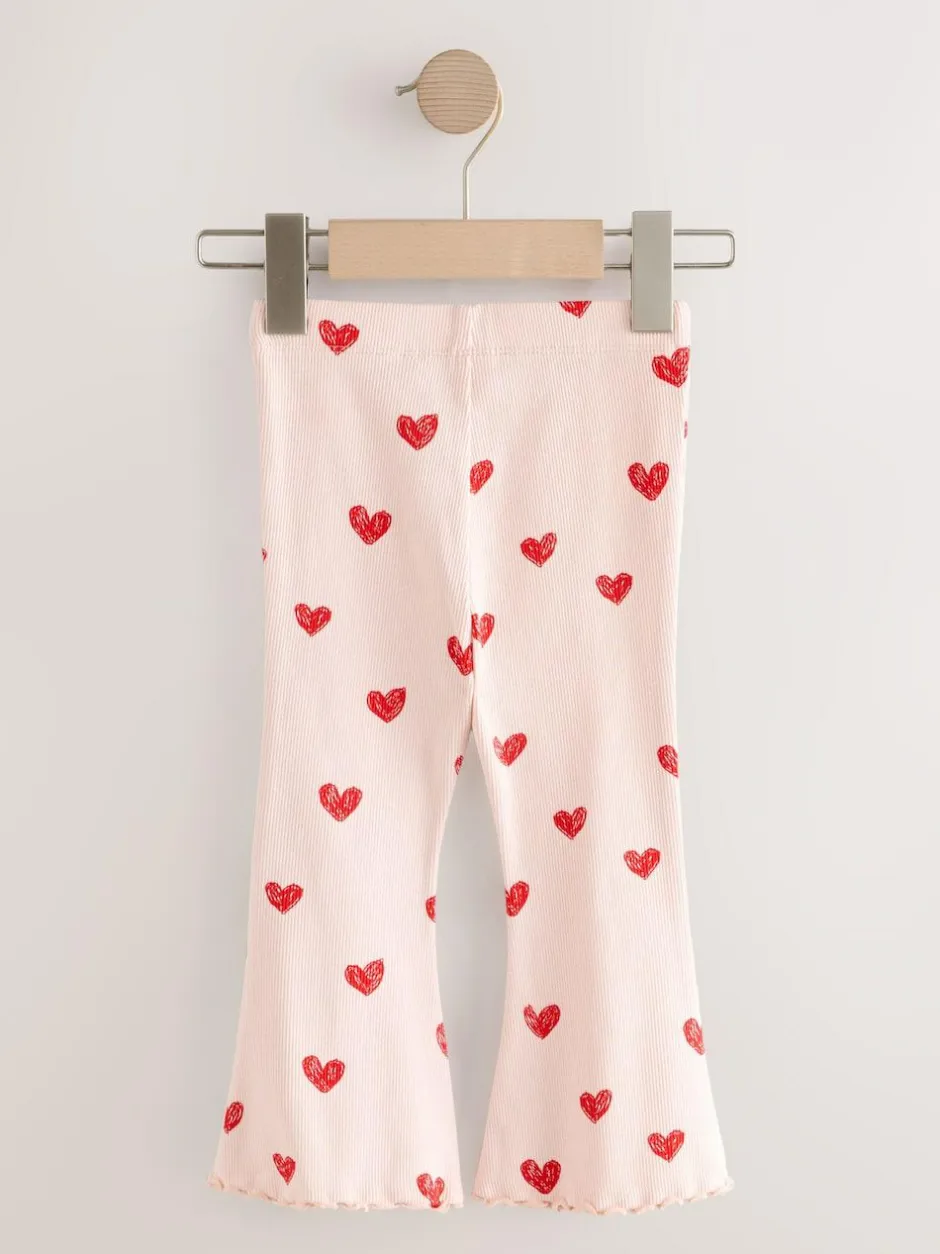Next Light Pink Heart Rib Flare Leggings (3mths-7yrs) Discount