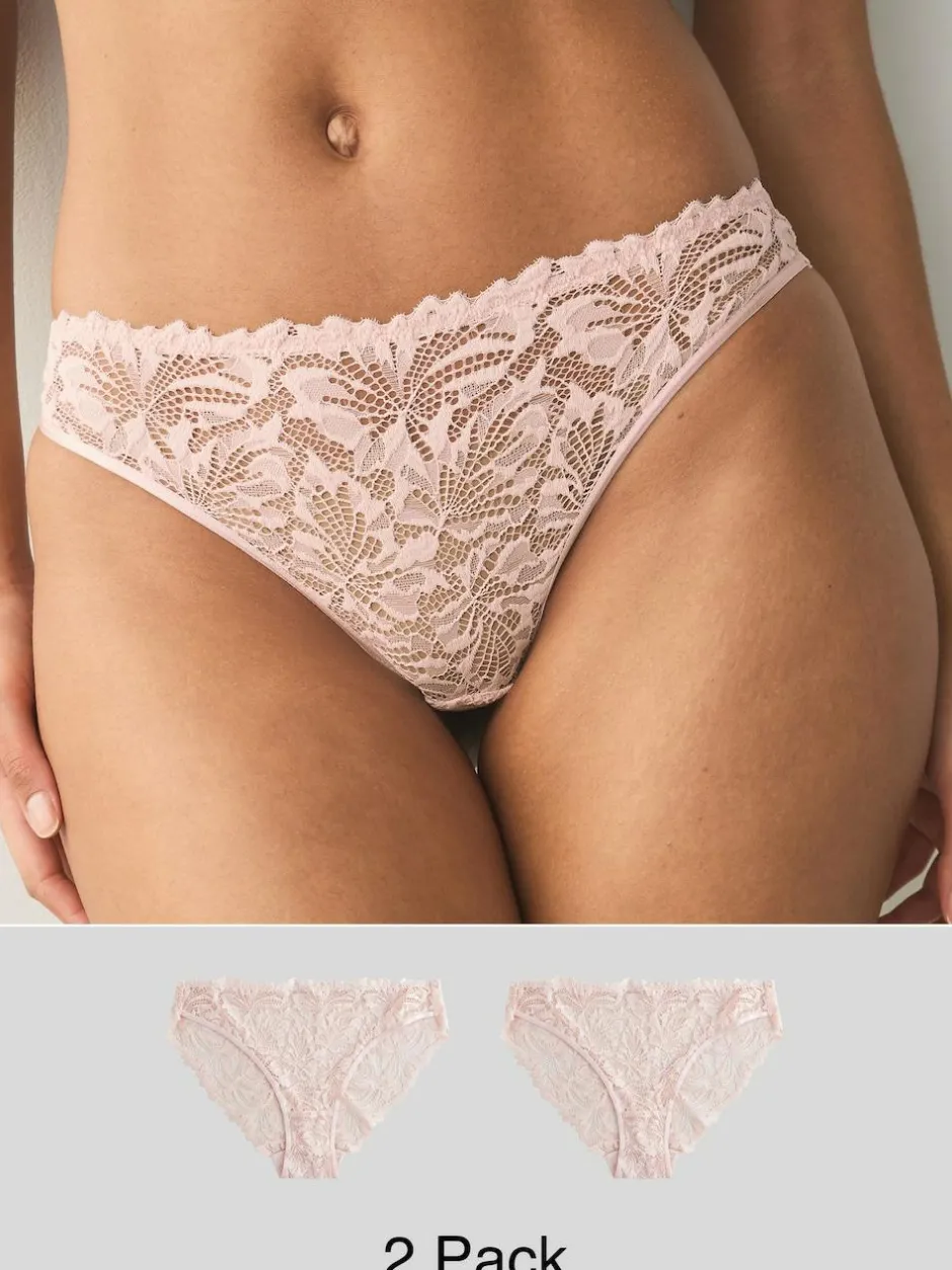 Next Light Pink High Leg Ultimate Comfort Lace Knickers 2 Pack Sale