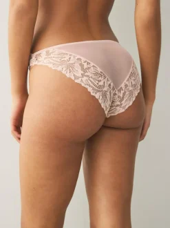 Next Light Pink High Leg Ultimate Comfort Lace Knickers 2 Pack Sale