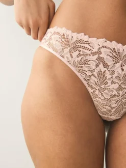 Next Light Pink High Leg Ultimate Comfort Lace Knickers 2 Pack Sale
