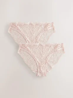 Next Light Pink High Leg Ultimate Comfort Lace Knickers 2 Pack Sale