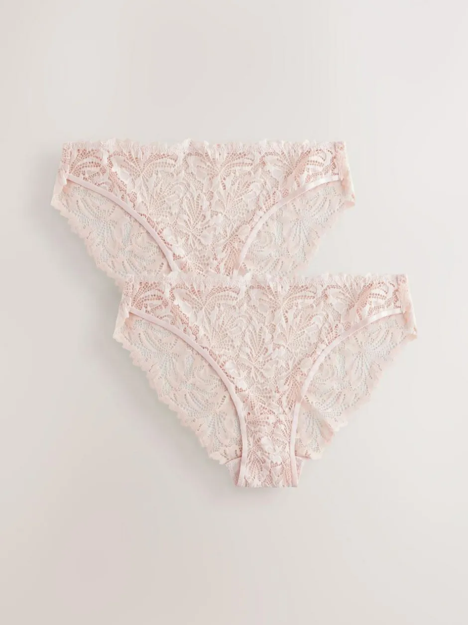 Next Light Pink High Leg Ultimate Comfort Lace Knickers 2 Pack Sale