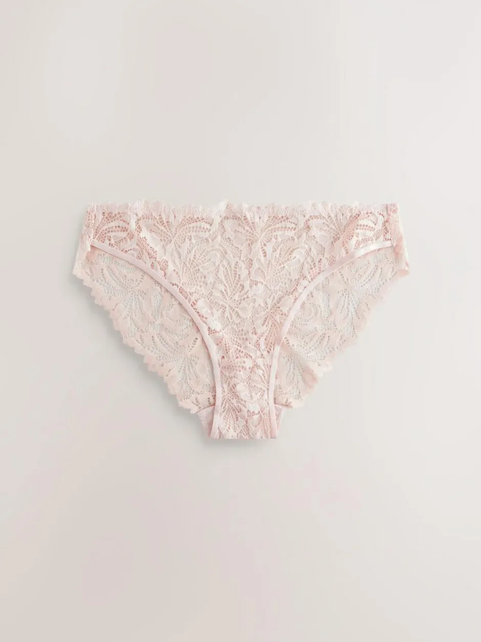 Next Light Pink High Leg Ultimate Comfort Lace Knickers 2 Pack Sale
