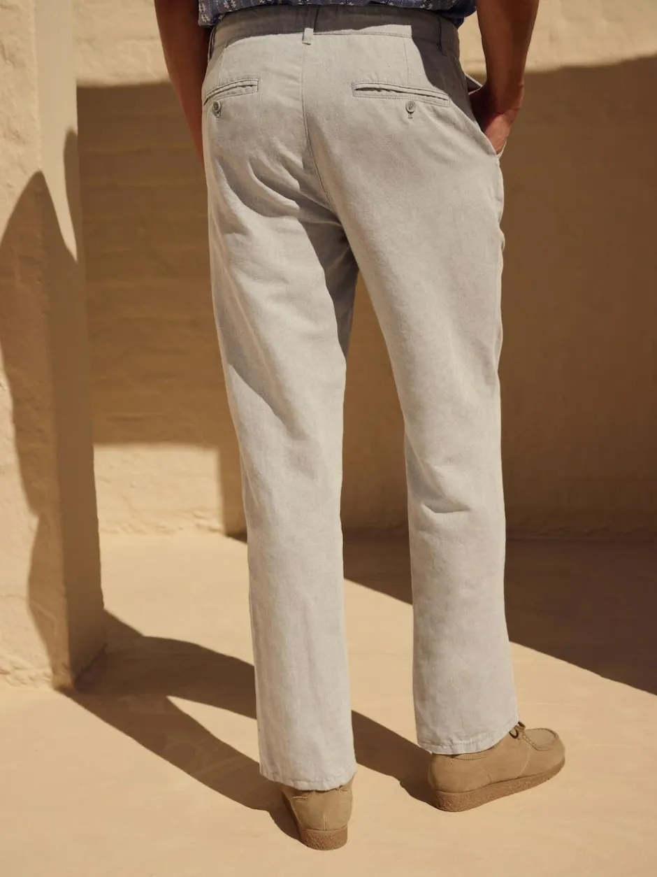 Next Regular Fit Cotton Linen Twill Chino Trousers Light Stone Clearance