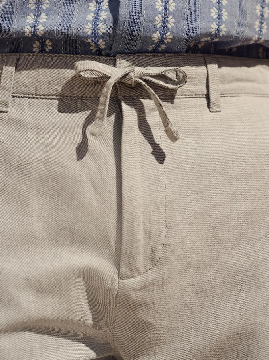 Next Regular Fit Cotton Linen Twill Chino Trousers Light Stone Clearance