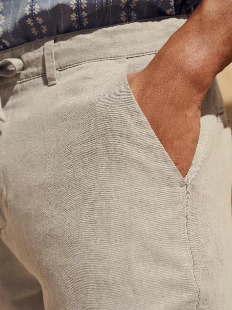 Next Regular Fit Cotton Linen Twill Chino Trousers Light Stone Clearance