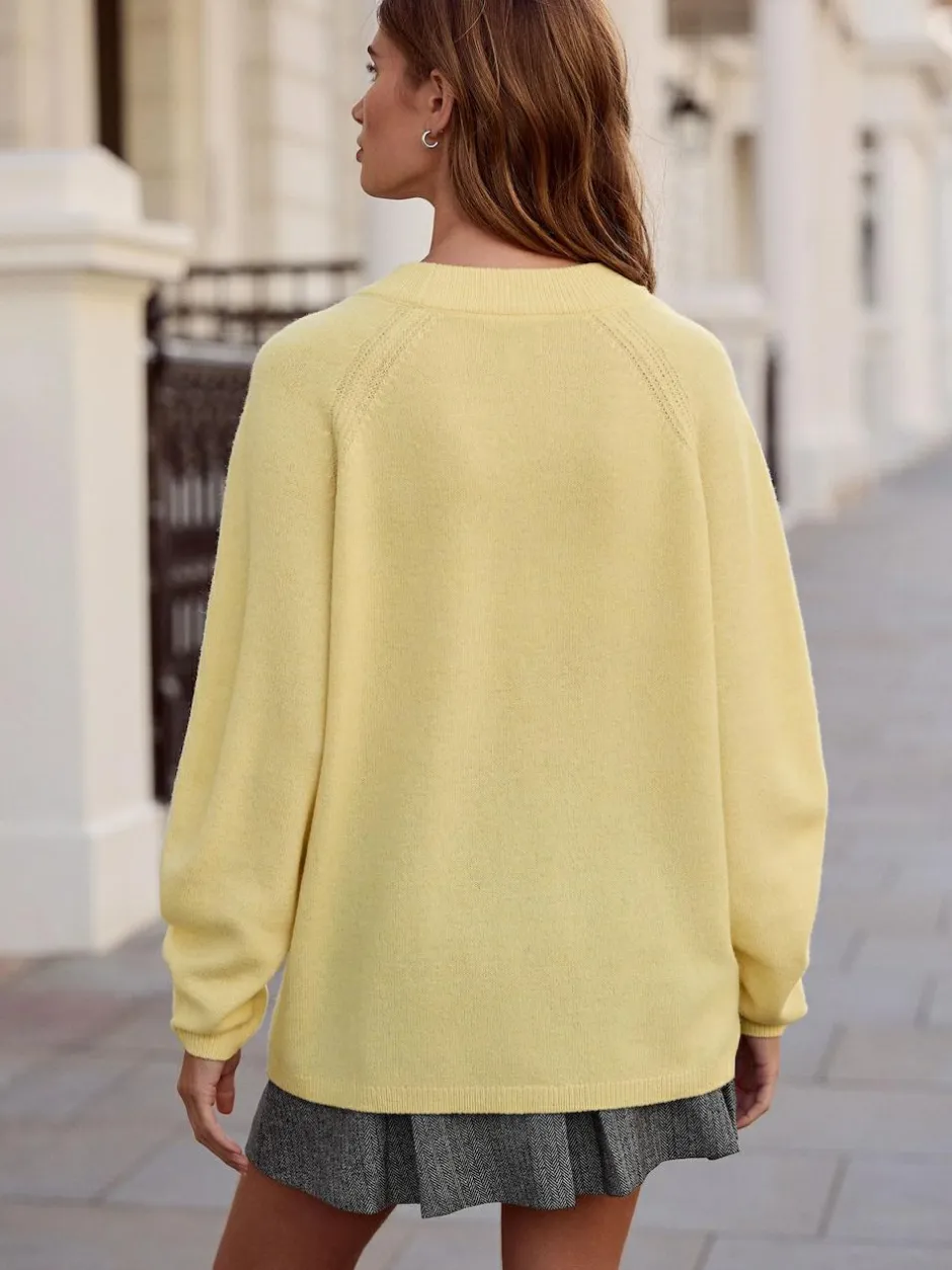 Next Light Yellow N.Premium 100% Merino Wool V-Neck Jumper Clearance