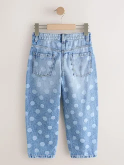 Next Lightwash Polka Dot Barrel Jeans (3-16yrs) New
